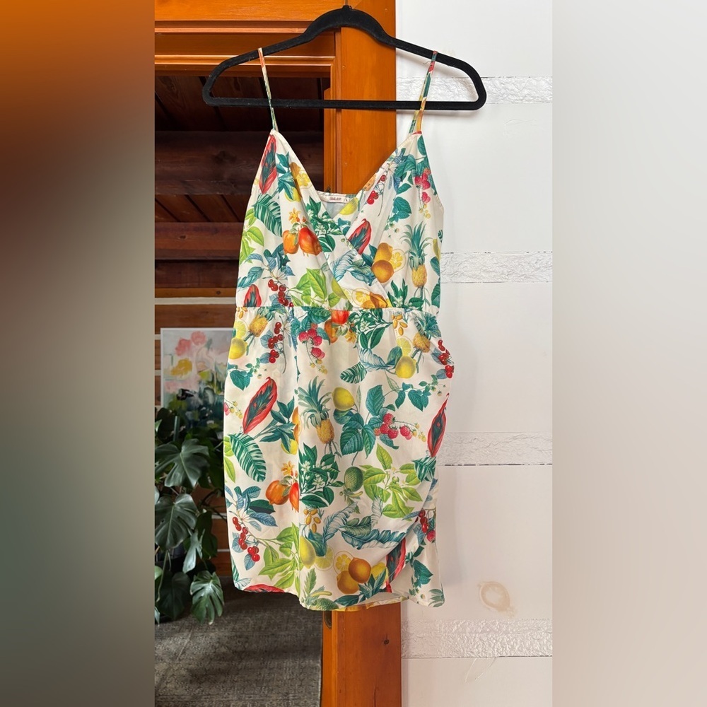 Coquelicot Tropical Fruit Print Dress – Summer Sundress – Size S